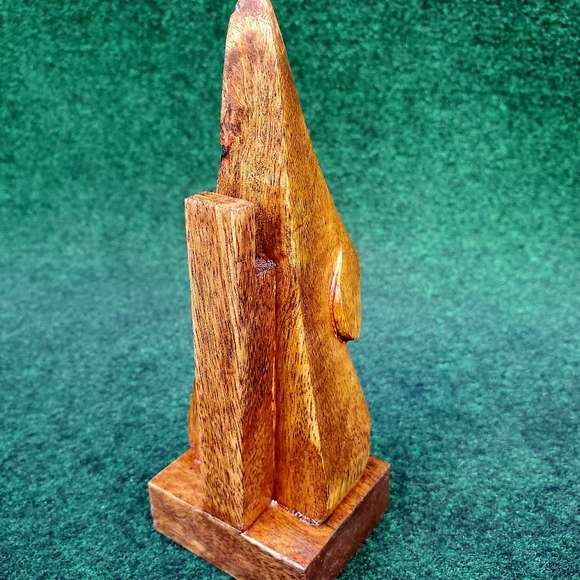 VTG MCM Easter Island Style Handcarved Wood Eyeglasses Stand 7in - Picture 5 of 11